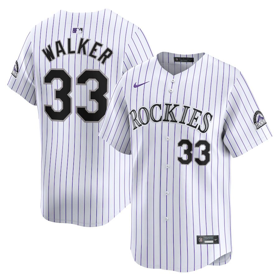 Men Colorado Rockies #33 Larry Walker Nike White Home Limited Player MLB Jersey